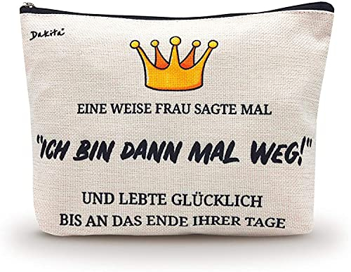 Dakita Kosmetiktasche „Ich Bin dann mal Weg“ – Lustiges Abschiedsgeschenk für Kollegin oder Freundin – 22×17×5 cm – ohne Inhalt