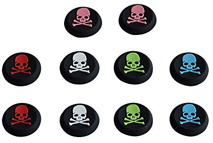 DollaTek 5 Pares de Fundas de Silicona para Controlador analógico de Calavera, Joystick, Pulgar, Agarre, para PS2, PS3, PS4, Xbox 360, Xbox One, reemplazo de Tapas de Palanca analógica