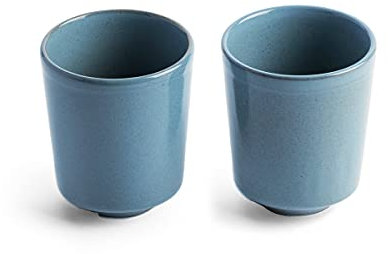 Keltum Smokey Blue Glazed Stoneware 8.5 oz. Mugs, Set of 2