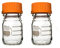 PYREX Round Media Storage Bottle with GL45 Screw Cap - Borosilicate Glass Bottles with Caps - Premium Scientific Glassware for Labs, Classrooms or Home Use - PYREX Glass Container, 100mL, 2/Pk