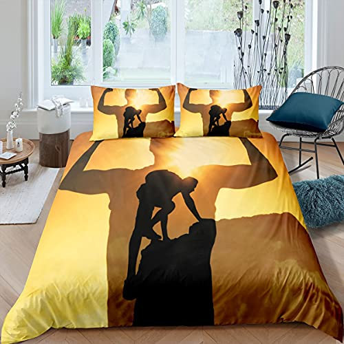 Homewish Klettern Bettbezug 135x200 Extremsport Thema Bettwäsche-Set für Jungen Teens Erwachsene Mann Kletterer Bettbezug Golden Sunshine Tagesdecke mit Reißverschluss