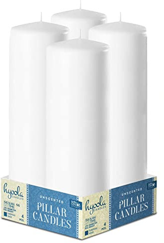 Hyoola Weiße Stumpenkerzen 5 x 20 cm - Unparfümierte Stumpenkerzen Groß - 4er-Pack - Kerzen Lange Brenndauer Hergestellt in EU