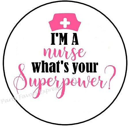 2 cm ø 32 Stück Aufkleber Sticker Briefumschlag-Siegel Post Rund I'm Nurse What's Your Superpower Ich Bin Krankenschwester Was Ist D Superkraft R5