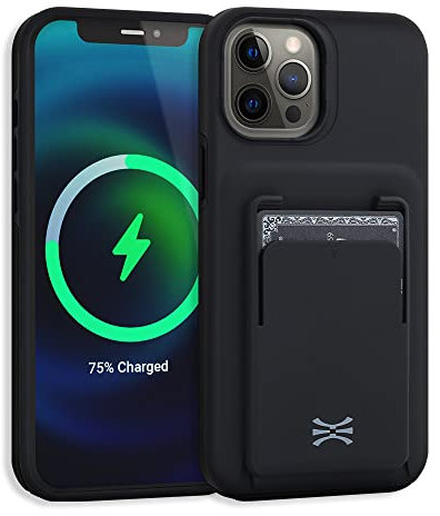 TORU MX PRO for iPhone 12 Pro Max Slim Hard Wallet Case | Dual Layer Protective Shockproof Cover with Built-in Magnets for MagSafe Compatible | Detachable Sliding Card Holder for 3 Cards - Black