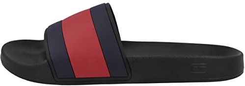 Tommy Hilfiger Herren Badeschuhe Rubber TH Flag Pool Slide Badelatschen, Schwarz (Black), 43 EU