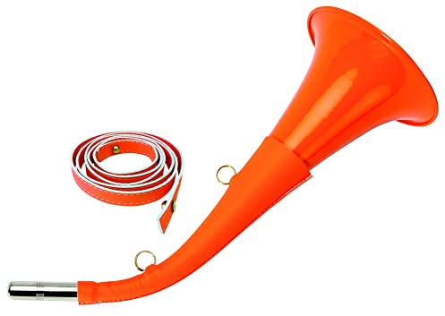 JANUEL - Corne Pavillon de Chasse 40cm + PU à Bretelle - Fluo