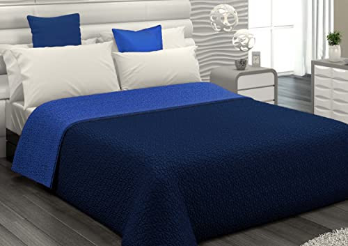 il dolce stile della tua casa Copriletto Trapuntino Leggero Matrimoniale/Piazza e Mezza/Singolo Estivo Double Face Bicolor Reversibile made in Italy (blu/azzurro, matrimoniale)