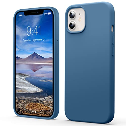 Flyzoo Liquid Silicone Case for iPhone 12/12 Pro, [Scratch-Resistant, Anti-Fingerprint, Shockproof] Slim Fit Protective Phone Case, 4-Layer Cover with Microfiber Lining, Silky-Soft Touch, Light Blue