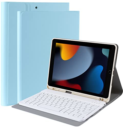 Funda Teclado Español para iPad 10.2” 9th 2021/8th 2020/7th Gen 2019/iPad Pro 10.5/iPad Air 3, Carcasa PU Delgada con 7 Colores Retroiluminados Bluetooth Inalámbrico Desmontable Magnético