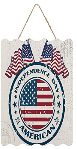 Holzschild mit amerikanischer Flagge der USA, Unabhängigkeitstag, 4. Juli, 20,3 x 30,5 cm, Nationalflagge, patriotisches Denkmal, Retro, Vintage-Bauernhaus, Eingangsschild, Holz, Küche, Dekoration,