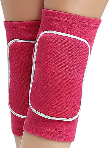 LTLCLZ Ginocchiere Sportive da 2Pezzi Compressione Protezione del Ginocchio da Ballo Supporto Spugna Addensata Pallavolo Yoga Ginocchiera per Adulti Kid,Rosso,XS