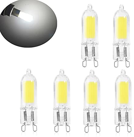 ShuoHui 6x G9 LED COB Leuchtmittel Glühbirne Stiftsockel Kaltweiss 6000K, 230V, Mattiertes Glas, 2.5W LED G9 Glühbirne Ersetzt 20W/25W/28W Halogen Lampe…