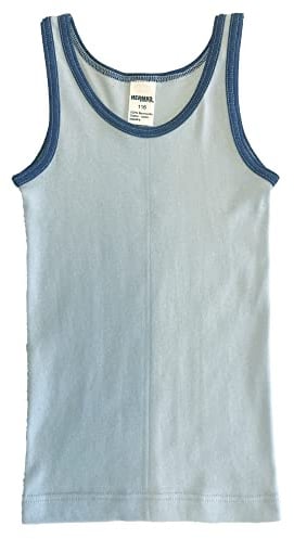 HERMKO 2800 Jungen Unterhemd aus 100% Bio-Baumwolle Knaben Tank Top, Farbe:hellblau/Marine, Größe:92