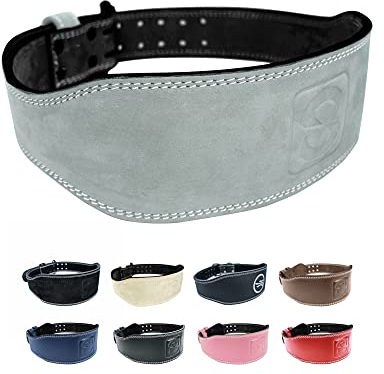 Weight-lifting Belt Gewichthebergürtel Kraftraining | Gym Gürtel Gewichtheben Powerlifting Belt für Kraftsport wie Deadlift, Kniebeugen und Body-Building | Fitness-Gürtel mit Polster, Grau-Nubuck M