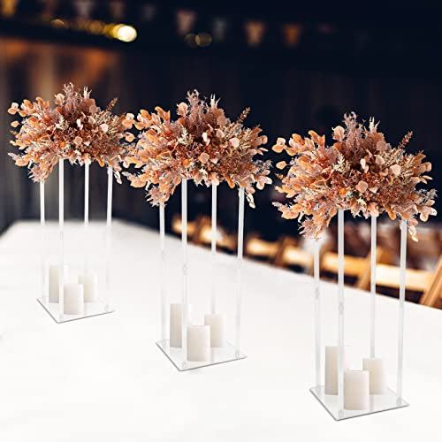 kangten Acryl Blumenständer Klar Flower Stand Blumenboden Geometrische Mittelstücke Vase 80cm Hoch 3 Stk Blumen Display Rack Decor