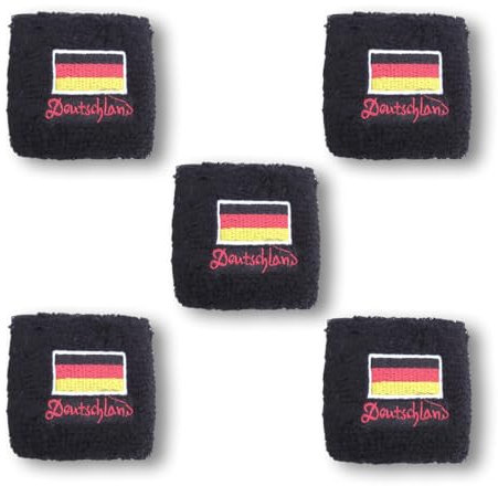 Sonia Originelli Schweißband Fanartikel Europameisterschaft EM WM Fussball Accessoire Armband Nationalfarben Farbe: Deutschland schwarz