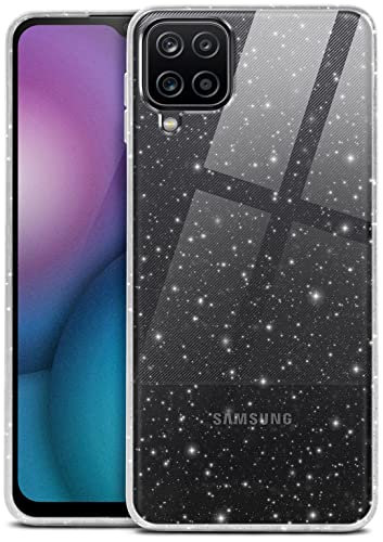 moex Sparky Case für Samsung Galaxy A12 Hülle mit Glitzer Effekt aus Silikon, durchsichtige Handyhülle dünn und weich, Schutzhülle transparent glitzernd Design Cover, Klar