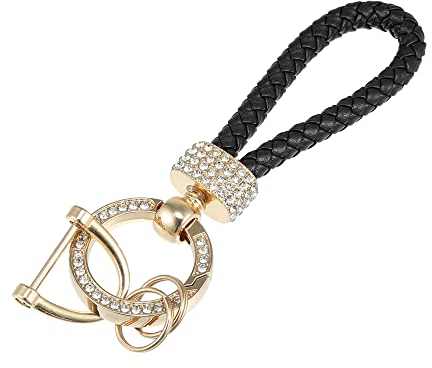 A ABSOPRO Auto Schlüssel Fob Kette Schlüsselanhänger Schlüsselanhänger Bling Schwarz Gold Ton