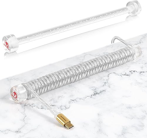 MAMBASNAKE RC02 Custom Fester Stab für Spiral Tastaturkabel – CNC Acrylic Winder für Spiral Kabel, Management-Stange für Mechanisch Tastaturkabel, Kabel Gewichtsstange - 7,68 Zoll Länge - Klar