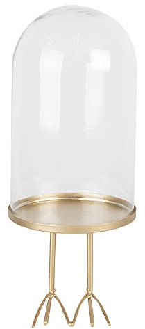 Clayre & Eef Stolp Ø 13x30 cm Or Fer Verre Rond Cloche en verre