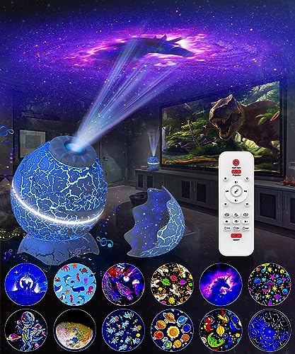 Dino Ei Sternenhimmel Projektor Kinder mit Nachtlicht & Bluetooth Lautsprecher 3 in 1, Nachtlicht Sternenhimmel Projektor, weißes Rauschen & Timer, Lichtprojektor Geschenk für Kinder