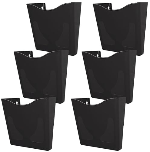 Deflecto A4 Wall Document & Leaflet Holder, Portrait Graphite, Pack of 6 | Graphite A4 wall rack keeps signs, brochures and letters tidy. No drill fixing, doubles as leaflet, menu and poster display.