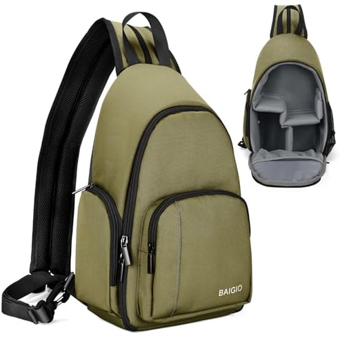 BAIGIO Sac à Dos pour Appareil Photo Sac à Dos Photo Sac à Bandoulière Hydrofuge Compatible avec Les Appareils Photo Reflex 1 DSLR SLR 3 Objectifs Sony Canon Nikon