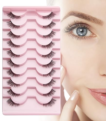 RTRTGS Halbe Wimpern Natürliche Künstliche Wimpern 10 Paar Cat Eye Lashes Half Cateye Falsche Wimpern 3D Natural Fake Lashes