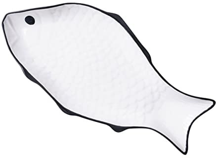 HAKIDZEL Porcelain Fish Shaped Steaming Plate Multi-Purpose Microwave Food Storage Dish Decorative Serving Platter for Kitchen Tableware