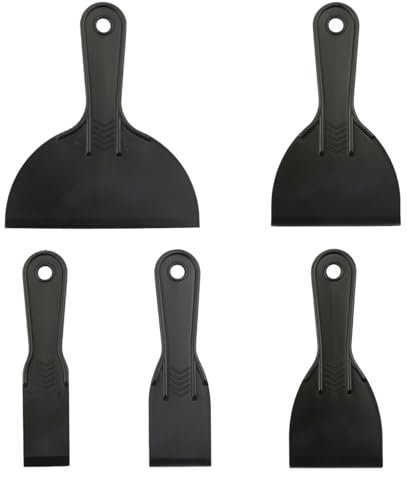 Luckious Plastic Putty Knife Set - 5-Piece Plastic Scraper Tools for Spackling, Wallpaper, and Paint