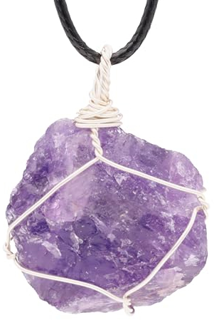 Lebensquelle Plus Gefasster Rohstein Anhänger | Natürlich gewachsener Kristall (Amethyst)