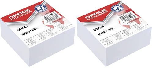 Zettelklotz geleimt weiß, 85 x 40 x 85 mm (Packung mit 2)