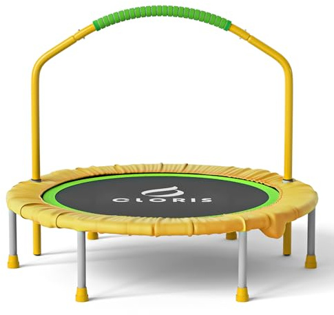 CLORIS 38'' Foldable Fitness Trampoline - Max Load 220lbs, Rebounder with Adjustable Foam Handle Indoor/Outdoor Fitness Body Exercise