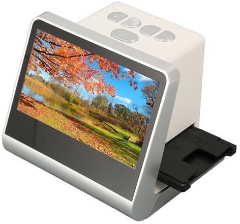 Film- und Diascanner mit 5-Zoll-Bildschirm, Digitaler Filmscanner, Konvertiert Farbe, Negative und Dias in JPEG-Digitalfotos, für Win XP, Vista, Win 7, 8, 10, 11, 12, OS X Laptop
