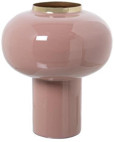 Vaso da tavolo in metallo smaltato in rosa e oro 20x20x26 cm