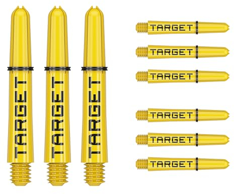 Target Darts Pro Grip Tag Shaft (9er Pack) Multipack Shafts, Professionelles Dart Zubehör, Dart Shaft Set - Schwarz & Gelb, Kurze Länge (33.5mm)