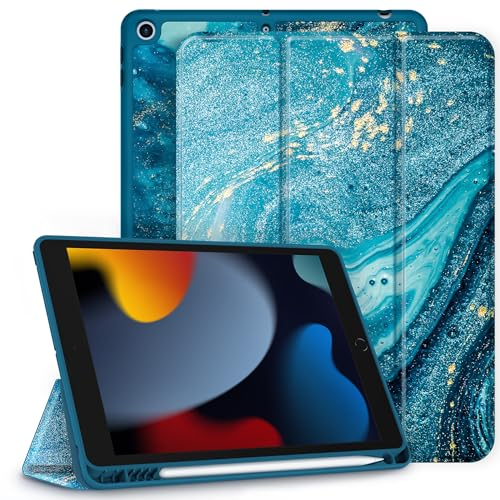 CACOE Funda Compatible con iPad 9/8/7 Generación, Ultra Slim Protectora Carcasa con Función de Soporte Compatible con iPad 10.2 2021 2020 2019, Arena Movediza