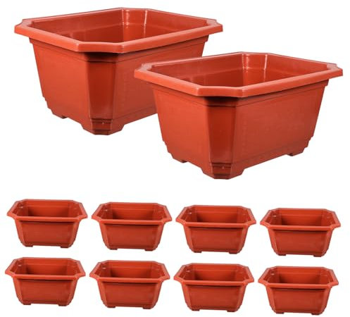 FUNOMOCYA 10pezzi Vasi Rettangolari Spessi in Plastica Per Bonsai e Piante Succulente Drenaggio Integrato Riutilizzabili Per Giardino Balcone e Interni