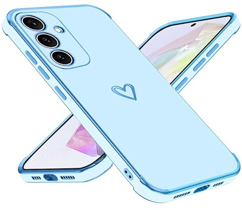 Keteen Handyhülle für Samsung Galaxy A15 4G/ 5G Hülle Cute Herz Muster Mädchen Galvanisierte Kameraschutz Weich TPU Silikon Schutzhülle Ultra Dünn Case Stoßfeste Hülle für Samsung Galaxy A15 5G-Blau