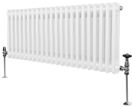 Radiador Tradicional Horizontal de 2 columnas 300mm x 1012mm | Blanco | Acero | Montado en pared | Kit de fijación y soportes + Cepillo de limpieza GRATIS | Calefacción estufa calefactor