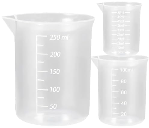 Pwocvoe 3PCS Silicone Dosing Cups,Silicone Measuring Cups Tool Kit with Graduated Reusable Silicone Mixing Bowl Resin Mixing Cup for Liquid Soap, Laundry Liquid Detergen, Graduated Cup 50/100/250ml