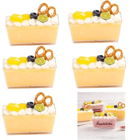 Mocoli Tazones de Postre de Plástico, Paquete de 100 Mini Tazas de Postre 130 ml Tazas de Postre Rectangulares Vasos para Servir Juego de Postre para Bodas Fiesta de Cumpleaños 8.5x3.5x4.5cm