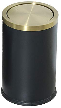 Suuim Bote de basura de cocina Bote de basura abierto de 8 litros con cubierta dorada, grado comercial, bote de basura de acero inoxidable resistente (color: dorado) (negro)