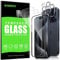 GOZOPO [5 Pack Screen Protector for iPhone 15 Pro Max (6.7 inch), with Lens Protector and Easy Installation Tool, Tempered Glass Film