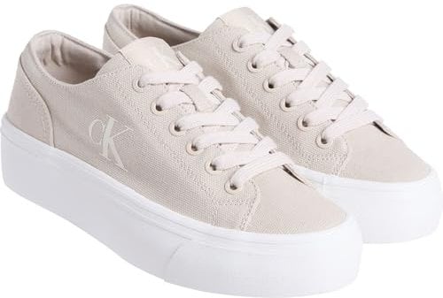 Calvin Klein Damen Vulc Flatform Cv Mg Yw0Yw01763 Low Top, Beige (Eggshell/Creamy White), 41 EU