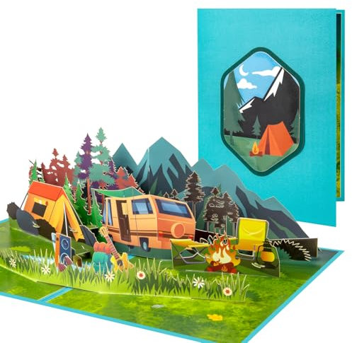 Magic Ants Pop-Up Karte Camping - 3D Geburtstagskarte mit Camping-Motiv, Geldgeschenk für Outdoor-Fans - Glückwunschkarte für Frau, Mann, Freund oder Freundin