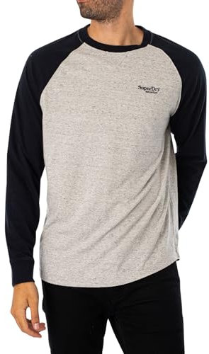 Superdry Essential Logo Baseball Long Sleeve T-Shirt M Grey