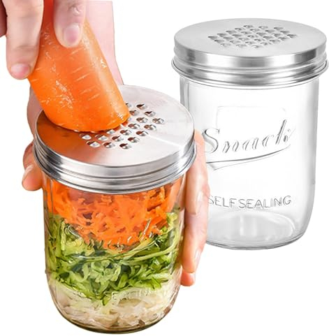 Hugsweet Grattugia per formaggio con coperchio, coperchio per grattugia per formaggio in barattolo di vetro | Zester per formaggio da cucina in acciaio inossidabile,Tritatutto per formaggio portatile,