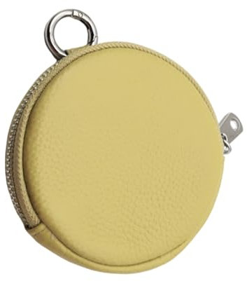 Petit Portefeuille Rond en Cuir Porte Monnaie,Vintage Pochette Porte-Monnaie Rond avec Fermeture éclair pour Femme,Mini Porte-Monnaie avec Mousqueton en Cuir pour Cartes Pièces de Monnaie