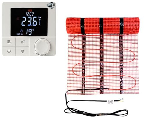 Warmcoin Elektrische Fußbodenheizung 160 W/m² 3,8 mm Dick - Verschiedene Größen 0.5m² - 15m² - Selbstklebende Unterboden Heizmatte für Laminat, Vinyl, Fliesen, Parkett - Set mit WLAN Thermostat, 2,5m²